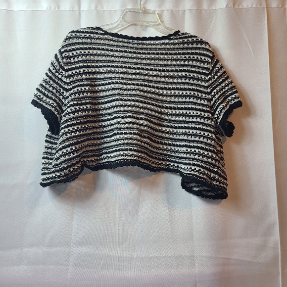 Liz Claibourne Knit Short Sleeve Cardigan Bolero Black and White Women's 2xl - Picture 2 of 3